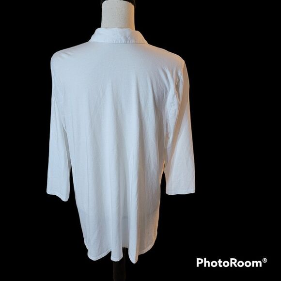 J. Jill Button Up Linen Top with Embroidery. Size L. - Picture 5 of 10